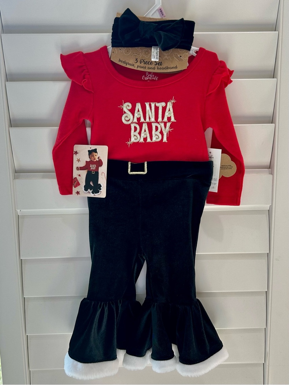 Baby Essentials 3 Piece Christmas Santa Baby Outfit Set